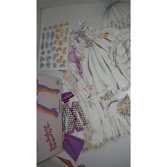 Vintage 1991 Bride Originals Designer Set Golden Paper Clothes Western Pub, - Picture 3 of 5